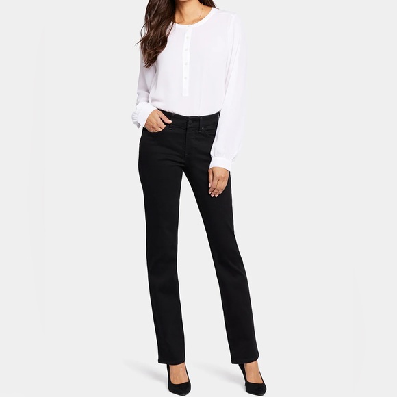 {NYDJ} "Marilyn Straight Leg in Black" Slim Stretch Denim Jeans - Picture 1 of 8